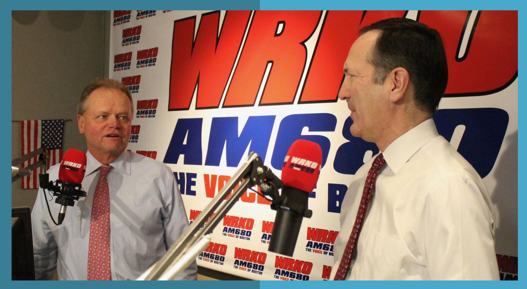 Two person doing radio show.