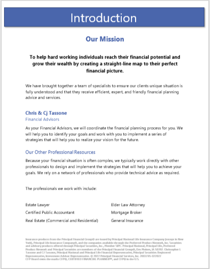Introduction Kit, Cj Tassone, Chris Tassone, Financial Planning