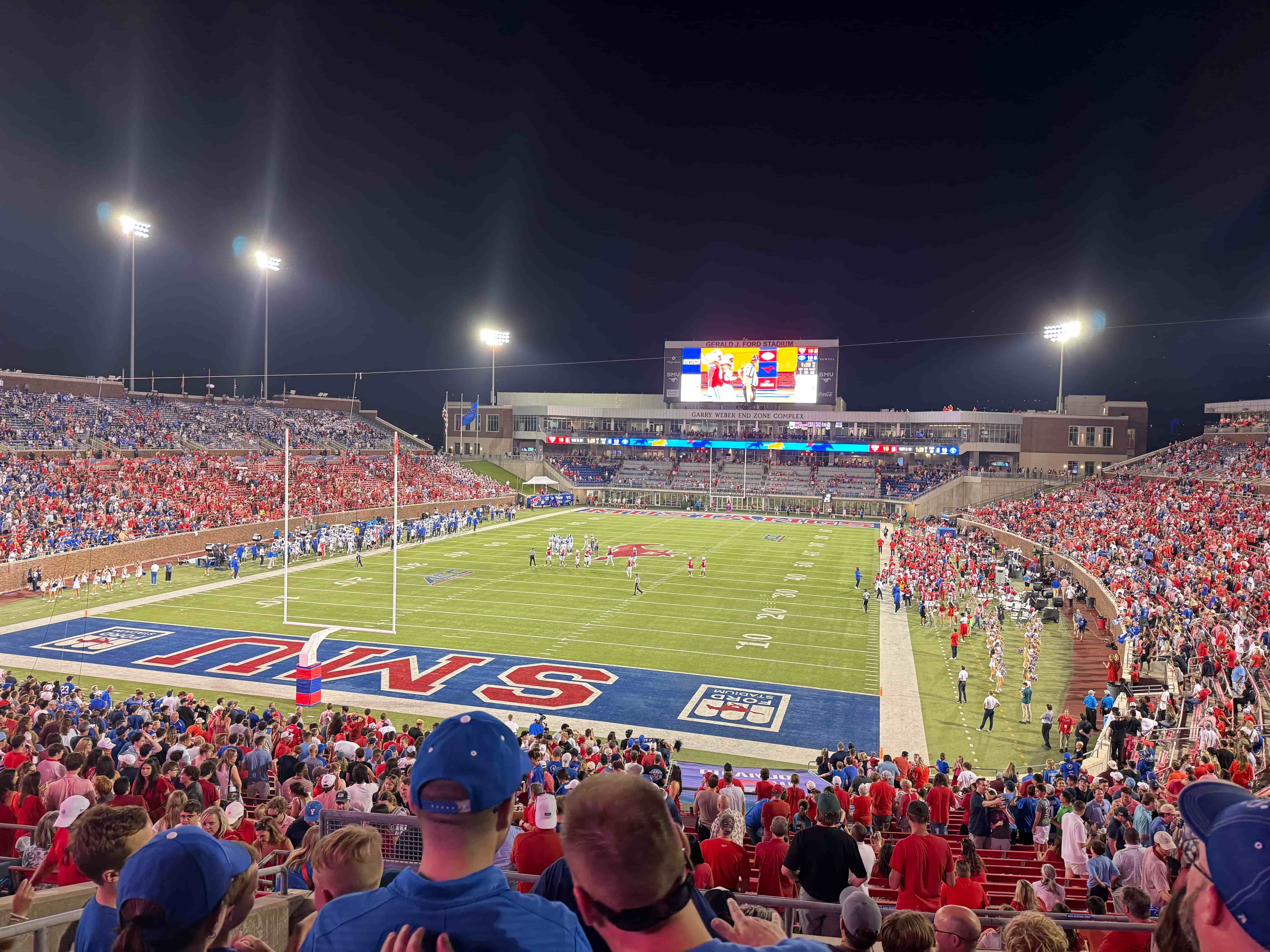 SMU Gerald J. Ford Stadium Dallas Texas showing the football venue that anchors the university's most broadly attended community engagement each fall