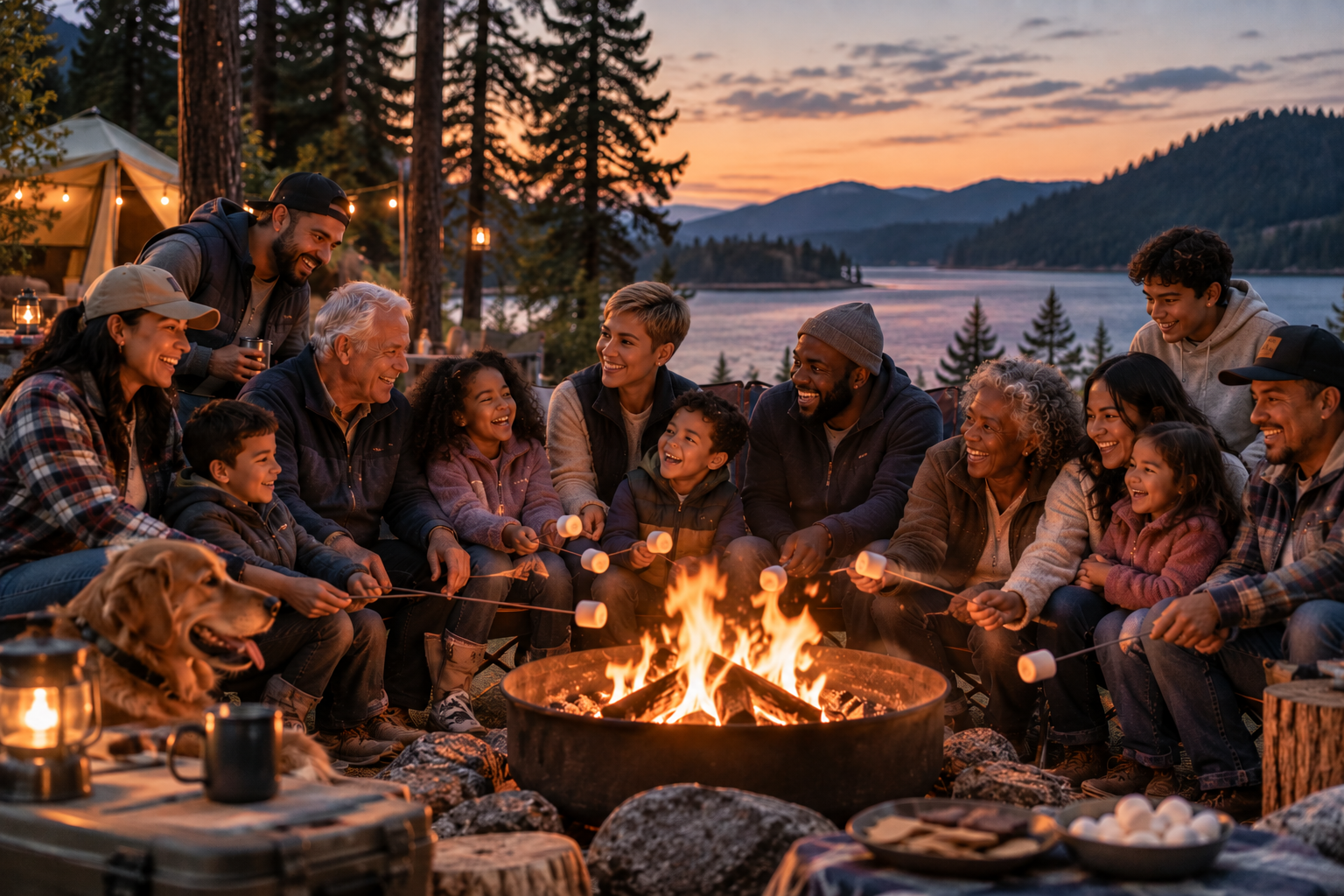 Family and friends enjoying time together