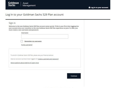 Goldman Sachs 529 Plan Account View