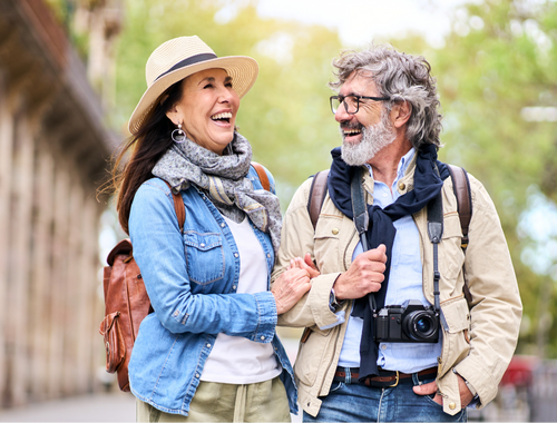 sightseeing retired couple