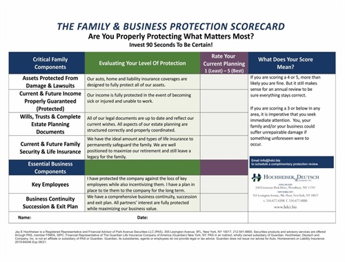The Family Business Protection Scorecard Hochheiser Deutsch Co