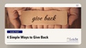 4 Simple Ways to Give Back