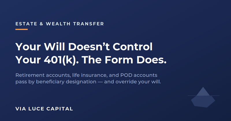 Your Will Doesn't Control Your 401(k). Your Beneficiary Form Does.
