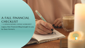 A Fall Financial Checklist