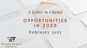 Opportunities in 2023