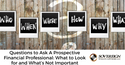 Questions to Ask A Prospective Financial Professional