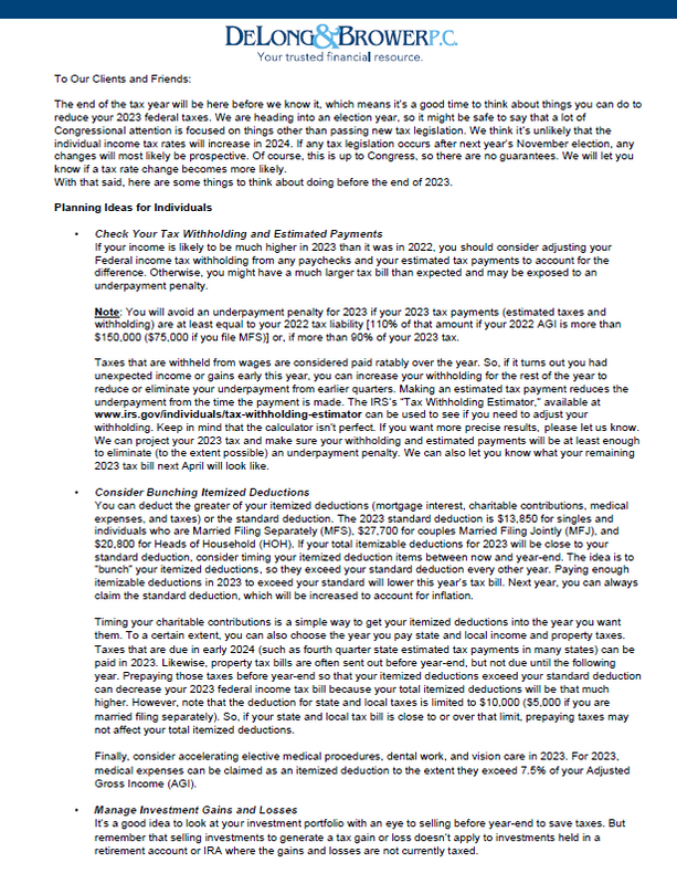 2024 Year-End Newsletter
