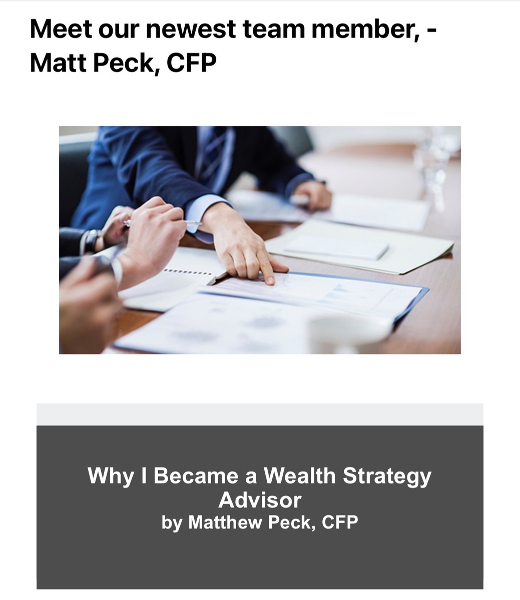 Meet our newest team member, - Matt Peck, CFP