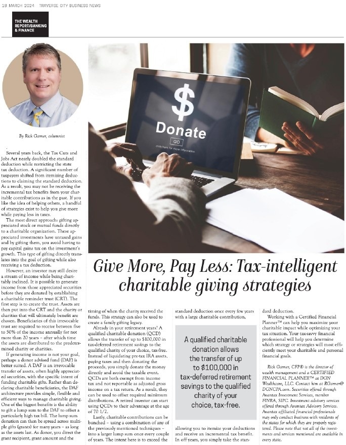 TCBN Article:  Give More, Pay Less:  Tax-intelligent charitable giving strategies