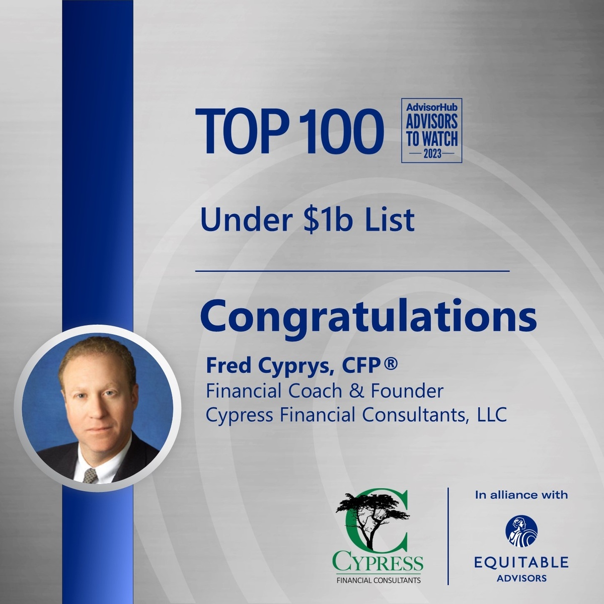 Congratulations Fred Cyprys, 