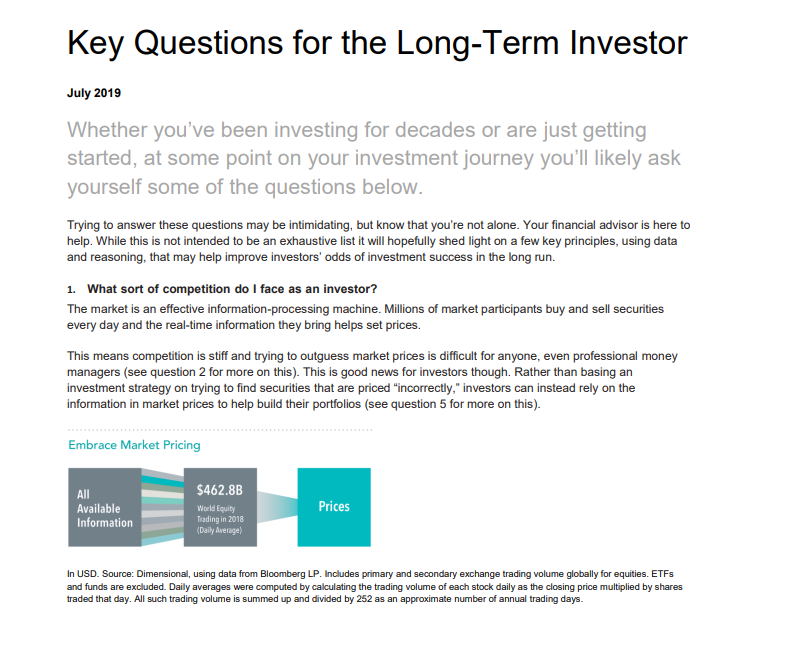 Key Questions for the Long-Term Investor