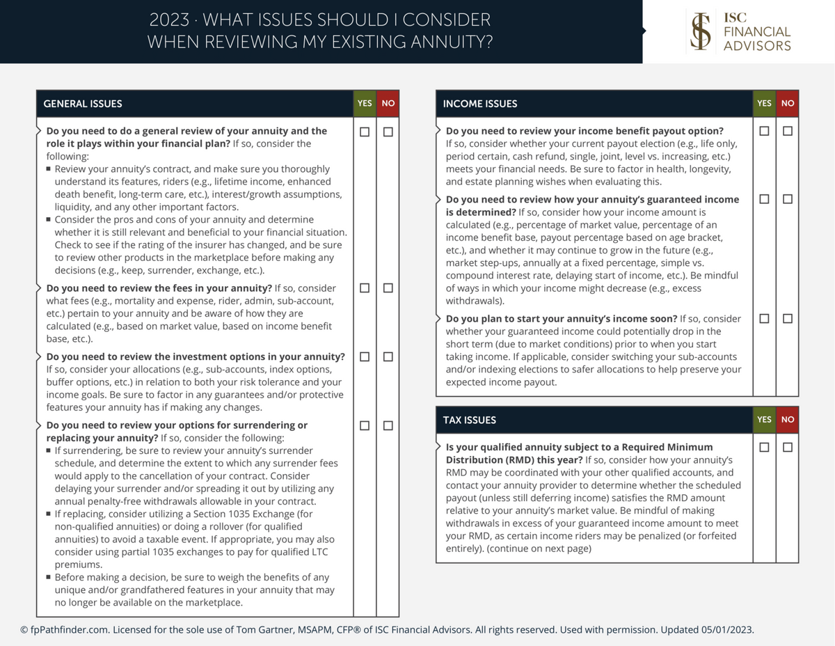 What Issues Should I Consider When Reviewing My Existing Annuity?