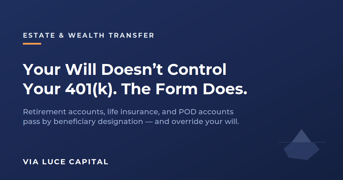 Your Will Doesn't Control Your 401(k). Your Beneficiary Form Does.