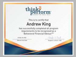 Andrew King Awarded the Behavioral Financial Advisor designation