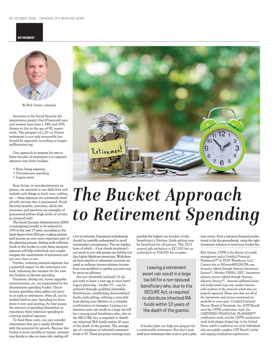 Featured in the TCBN!  The Bucket Approach to Retirement Spending