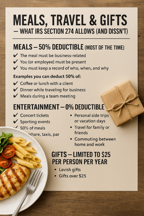 Meals, Travel & Gifts — What IRS Section 274 Allows (and Doesn’t)