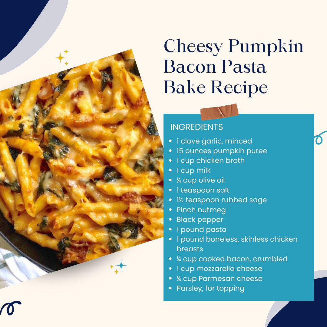 Cheesy Pumpkin Bacon Pasta Bake Recipe
