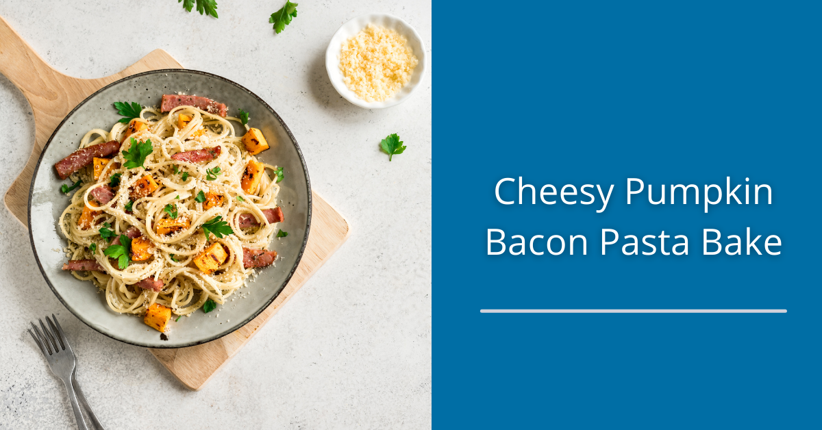 Cheesy Pumpkin Bacon Pasta Bake