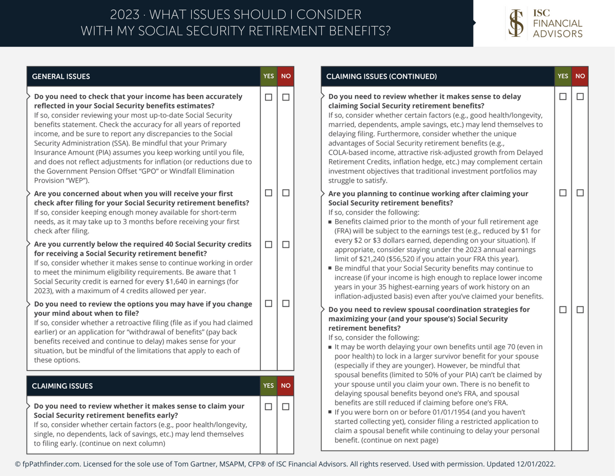 What Issues Should I Consider With My Social Security Retirement Benefits?