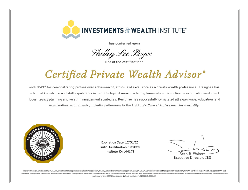CPWA Certificate