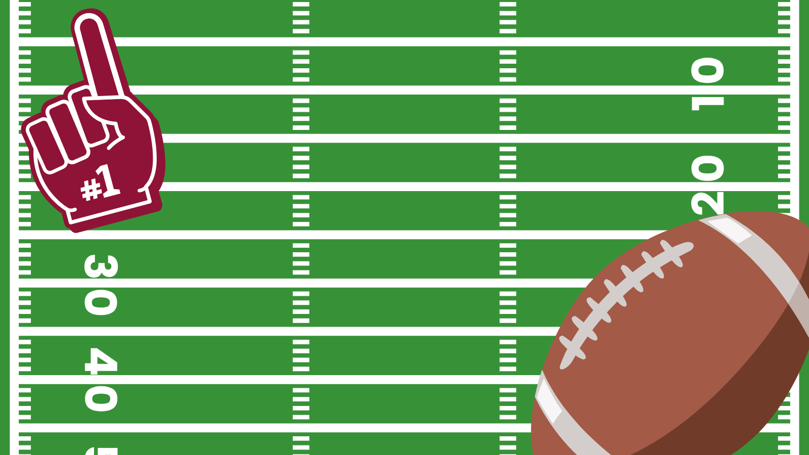 illustration of a football field with a football and a ww are #1 pointer finger
