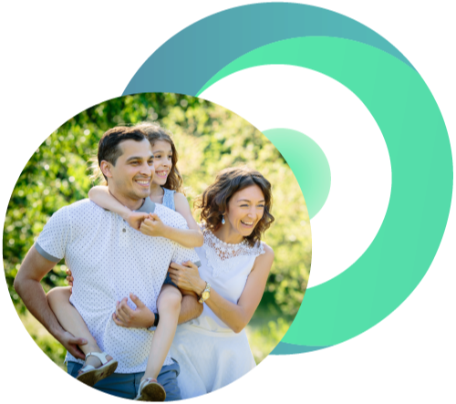 Parents and a child enjoying time outdoors