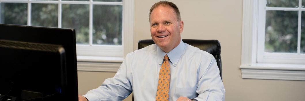 Stephen M. Leavitt, MS, CFP® in his Newburyport, MA office