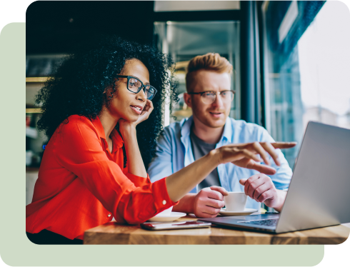 Business people working in a coffee shop
