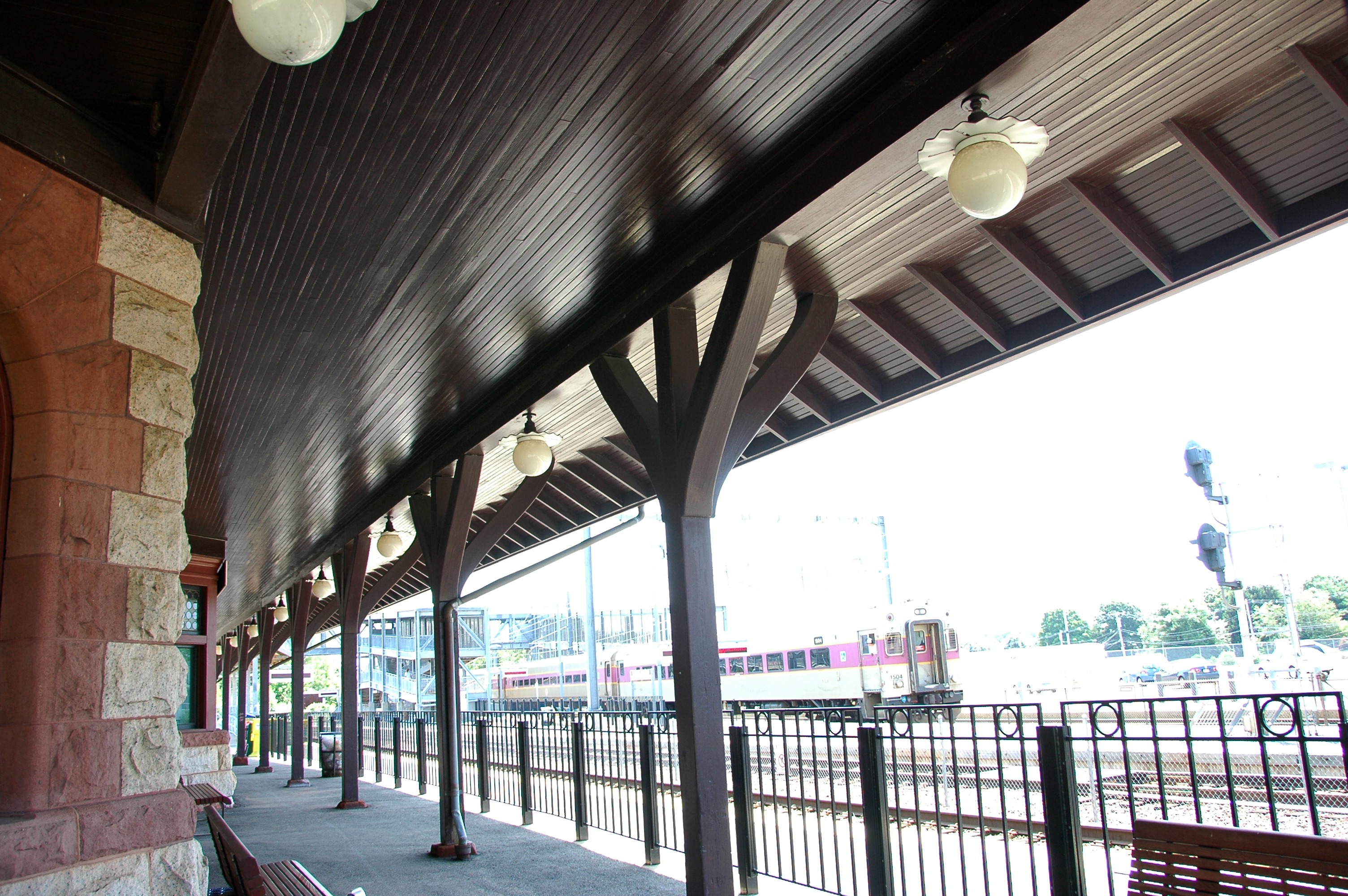 Boston Commuter Rail on train tracks