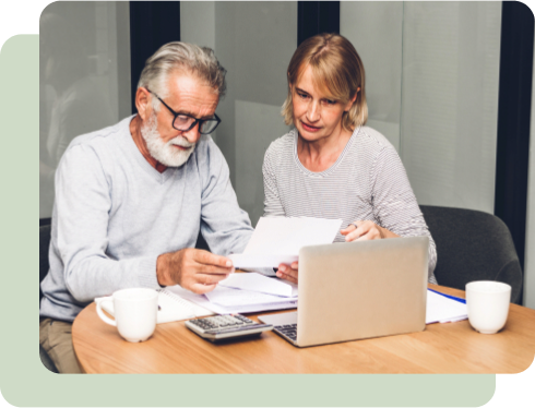 Older couple working on finances