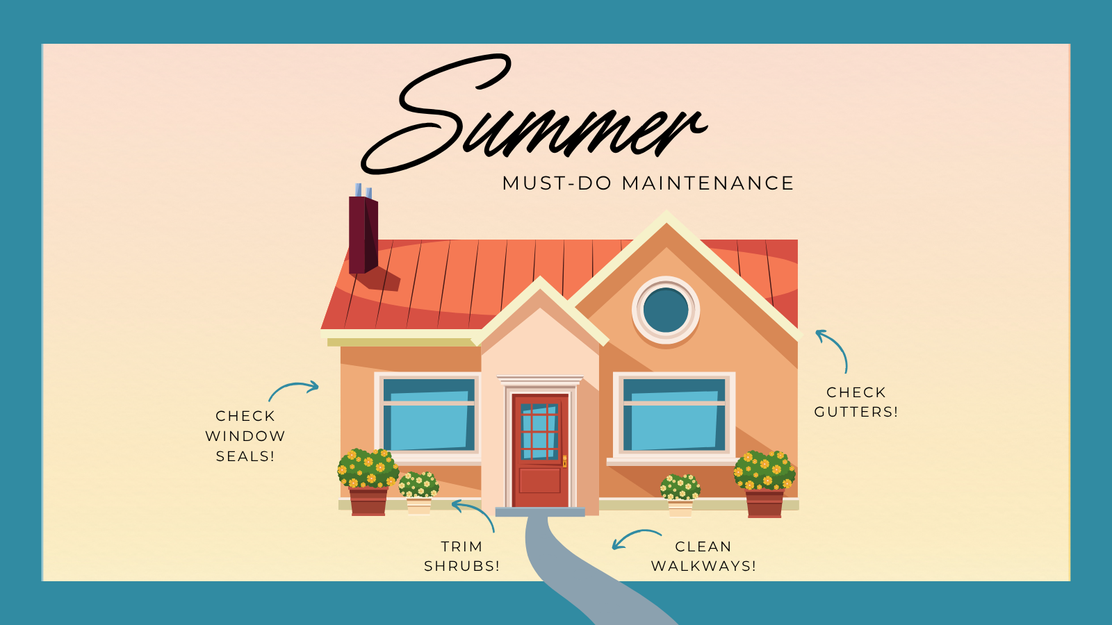 Illustration of house with written to-do reminders in the corner of the image