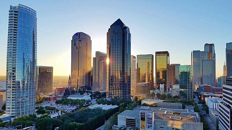 View of Dallas Arts District and the Downtown skyline.