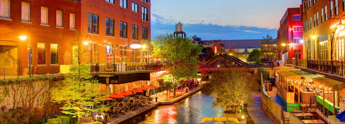 Oklahoma City skyline at sunset — Advance Financial Lighthouse