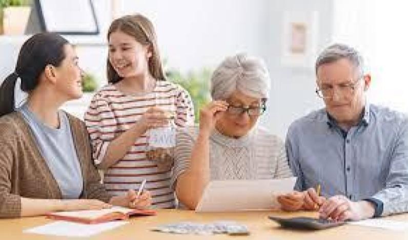 Family sitting at a table