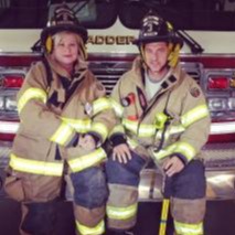 Beth as a firefighter