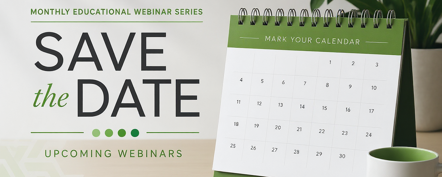 Monthly webinar series save the date graphic
