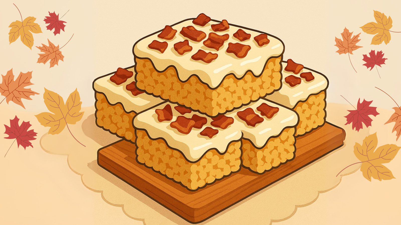 Illustration of maple bacon crispy bars