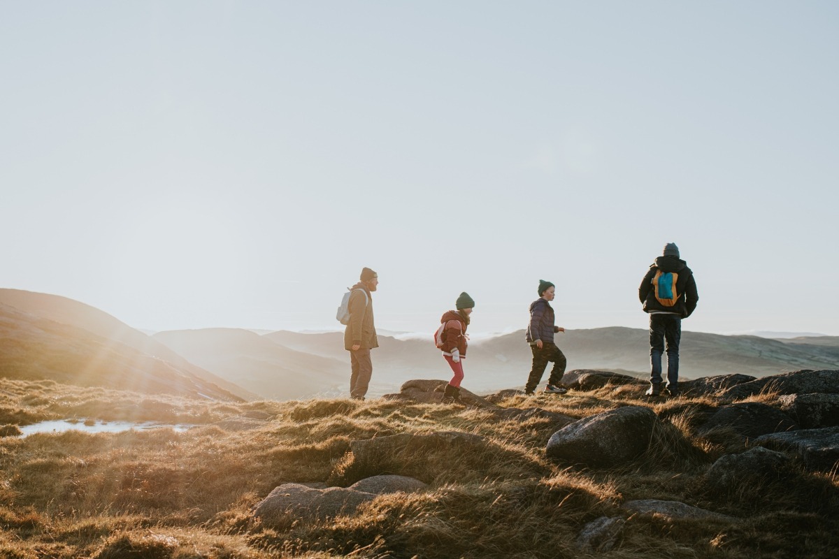 Family on a mountain