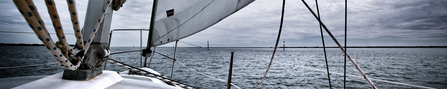 Bow of a sail boat in the ocean