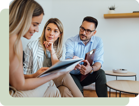 Young woman working with financial advisors