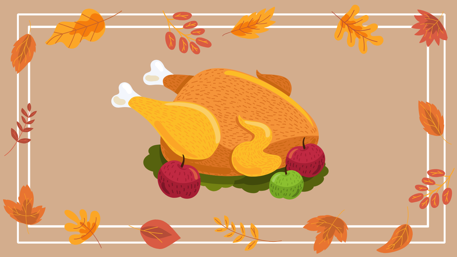 illustration of dressed and roasted Thanksgiving turkey.