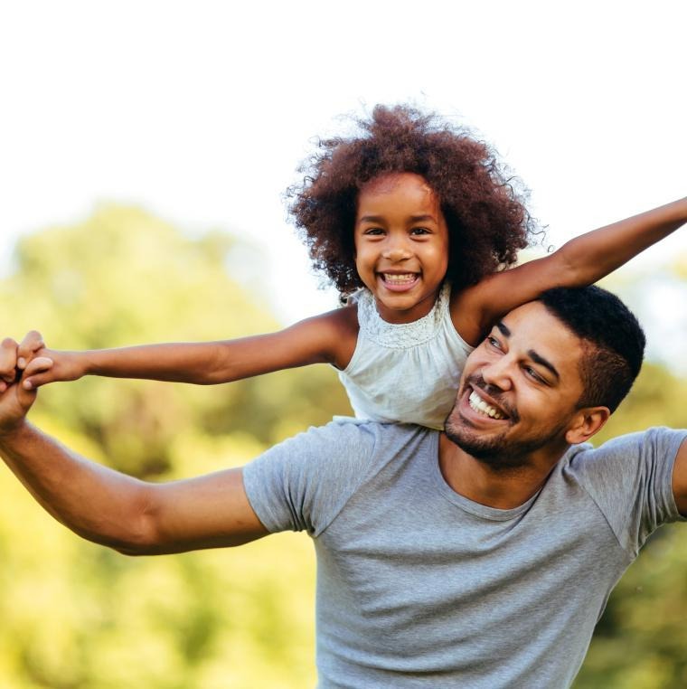 Father with daughter on shoulders