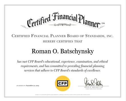Roman O. Batschynsky Certified Financial Planner