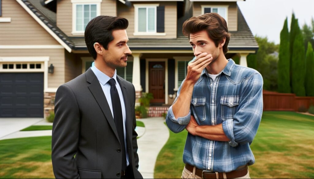 A homeowner discussing home insurance with an agent in Sacramento, CA