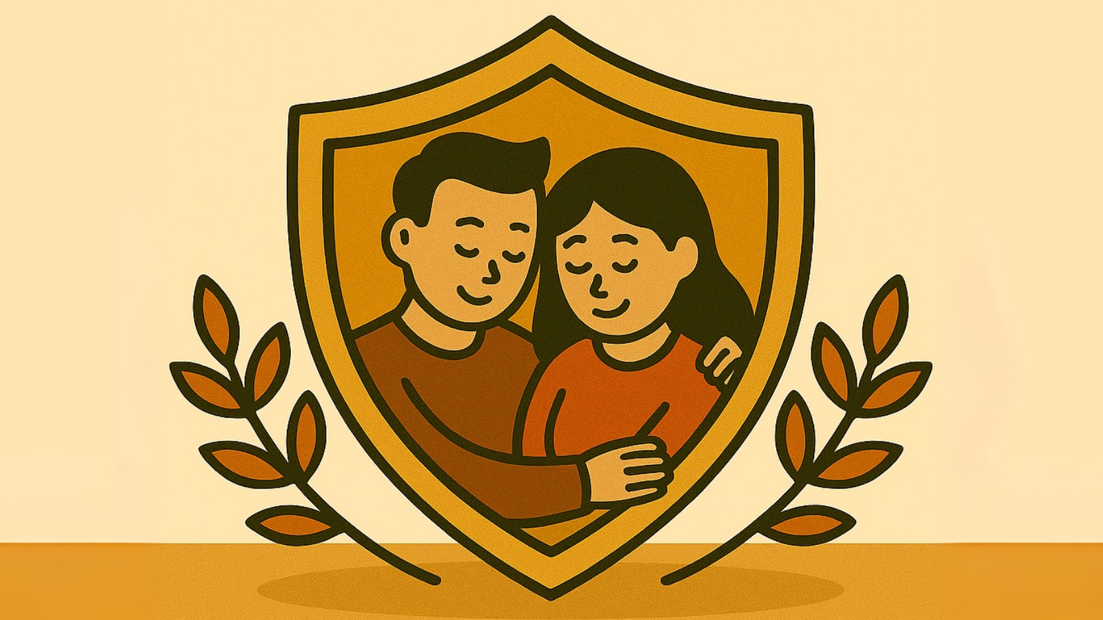 Illustration of couple gently hugging eash other