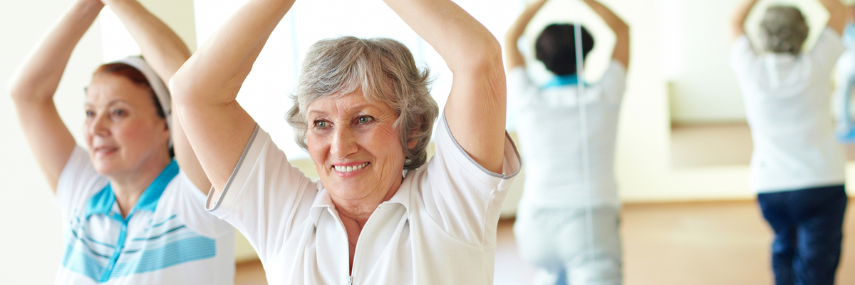 seniors participating in an exercise class