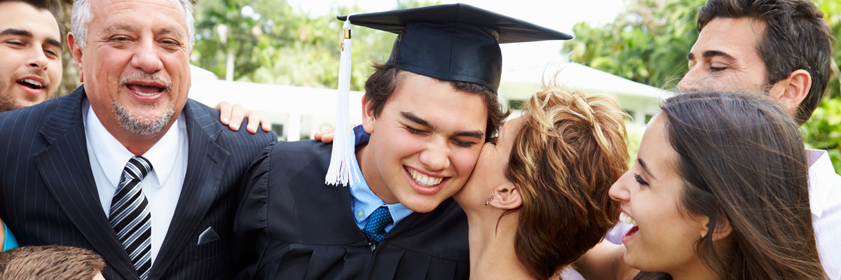 family celebrating a graduation