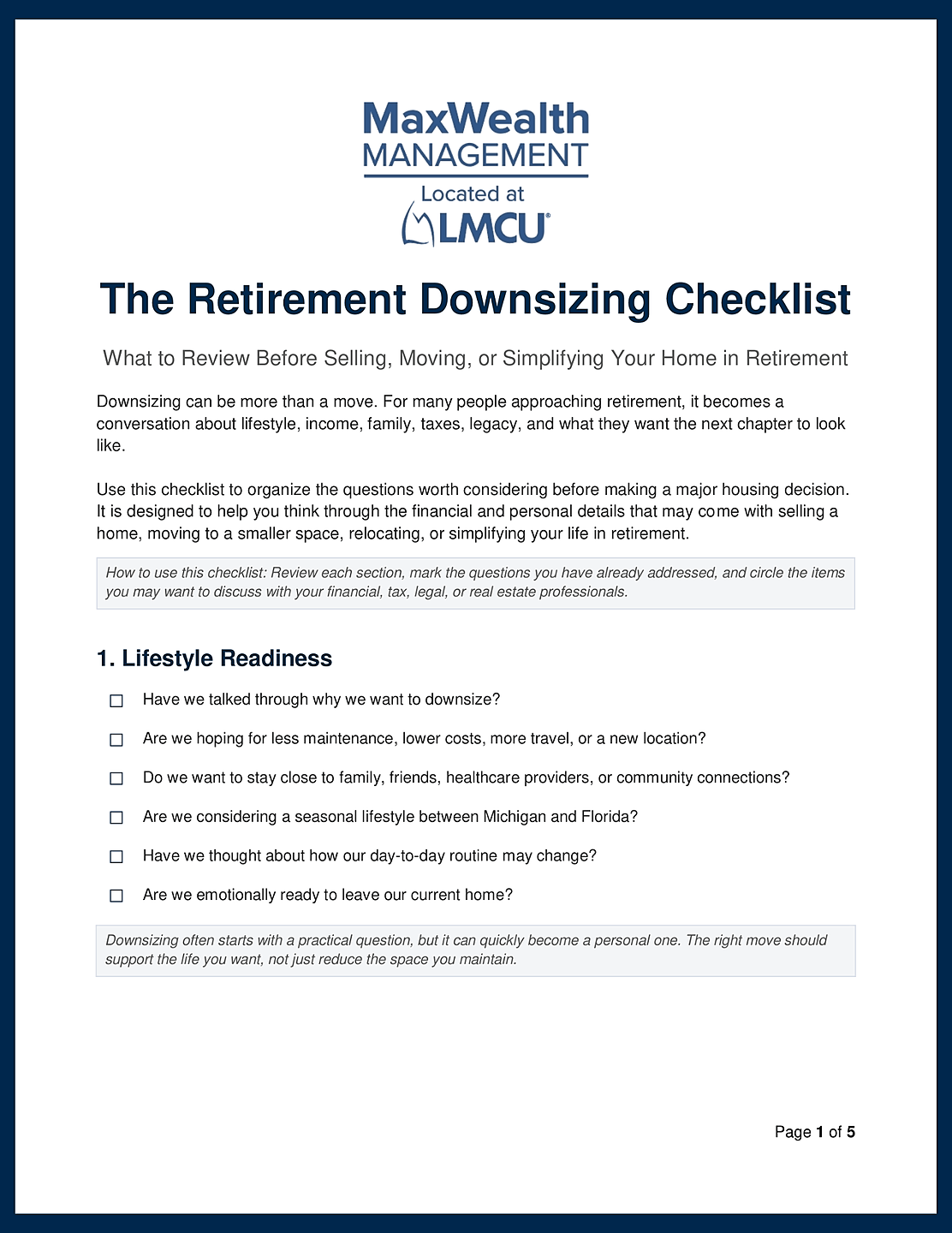 Thinking About Downsizing in Retirement? Start With the Right Questions.